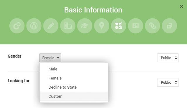 Google+ introduces custom genders